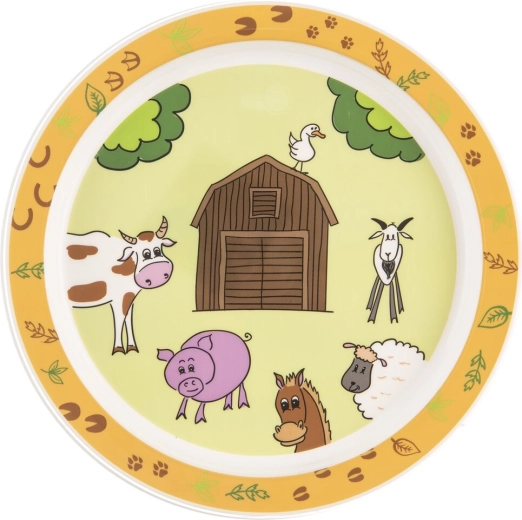 Gyermek sekély műanyag tányér Farm 21,5 cm