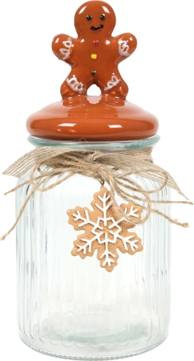 Üvegedény mézeskalács mintával süteményekhez 11,4 × 21,5 cm