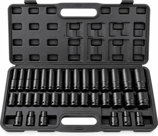 RENEW FORCE ütvecsavarozó-dugókulcs készlet 1/2", 8–32 mm, 35 darabos