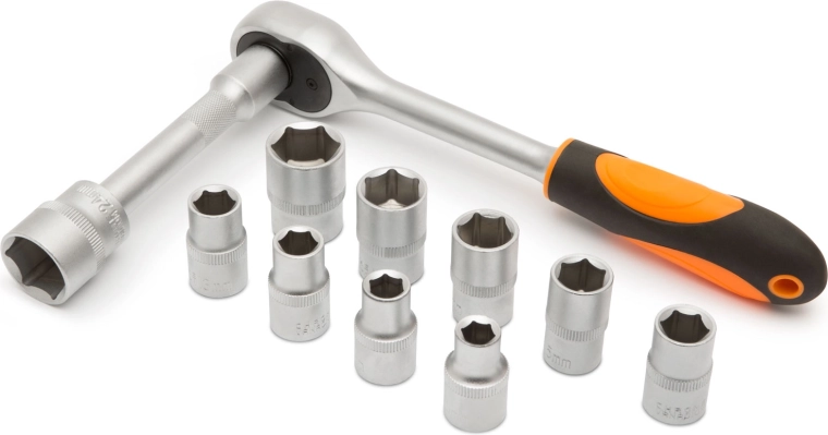 Dugókulcskészlet racsnival, 1/2", 12 darabos