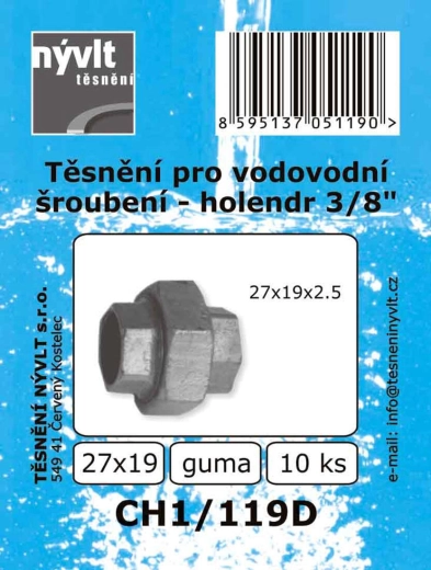 Tömítés 3/8" vízvezetékes hollandihoz, 27 × 19 mm, EPDM (10 db)