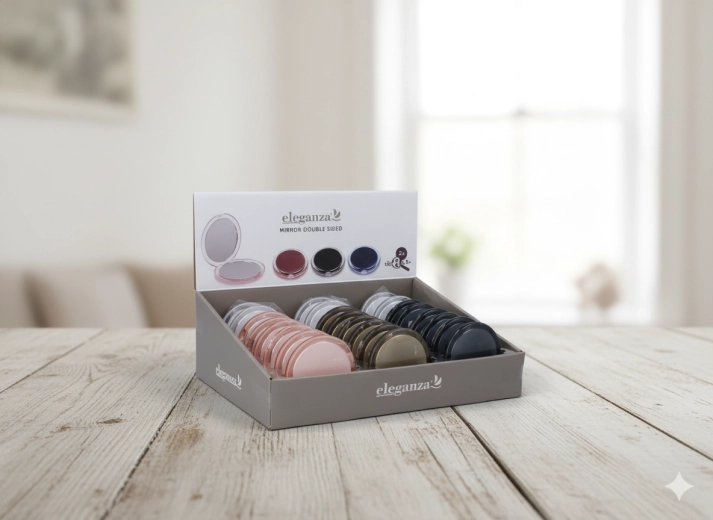 Összecsukható kerek zsebtükör sminkeléshez