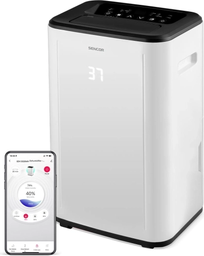 Sencor SDH 3028WH intelligens, mobilis, 30 l/nap teljesítményű Wi-Fi-s páramentesítő