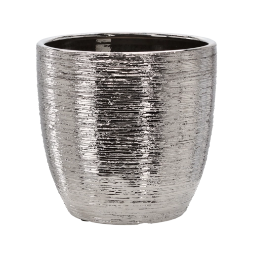 Kerámia kaspó, ezüst, 30 × 30 × 29,5 cm