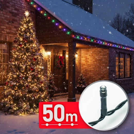 Színes LED fényfüzér 50 m, 1000 LED
