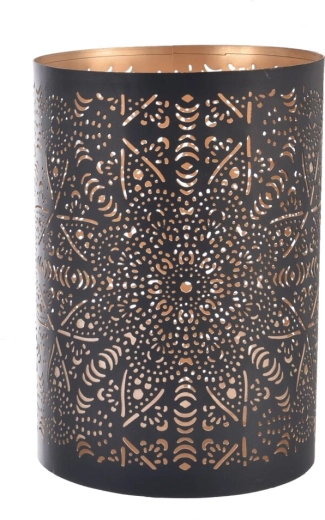 Mandala fém gyertyatartó fekete és arany 22 cm
