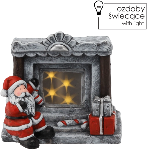 Karácsonyi LED figura – Mikulás a kandallónál 31 × 24,5 × 28,5 cm