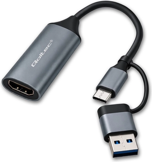 USB‑C/USB‑A HDMI adapter 4K 30 Hz alumíniumból