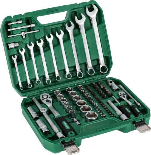 Stalco racsni- és dugókulcskészlet 1/2" + 1/4" (82 db)