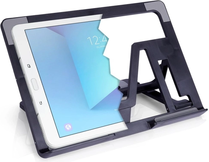 Állítható tabletállvány, fekete, összecsukható 26 × 18,5 cm