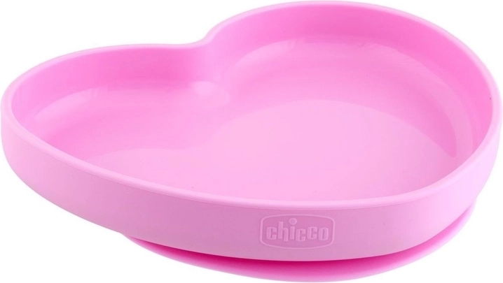 Chicco szilikon tányér szív alakú, rózsaszín 9 hó+