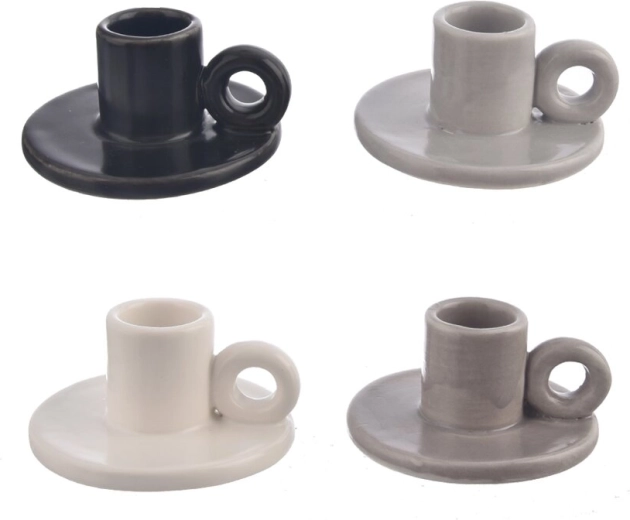 Porcelán gyertyatartó dekoratív füllel (4 változat)