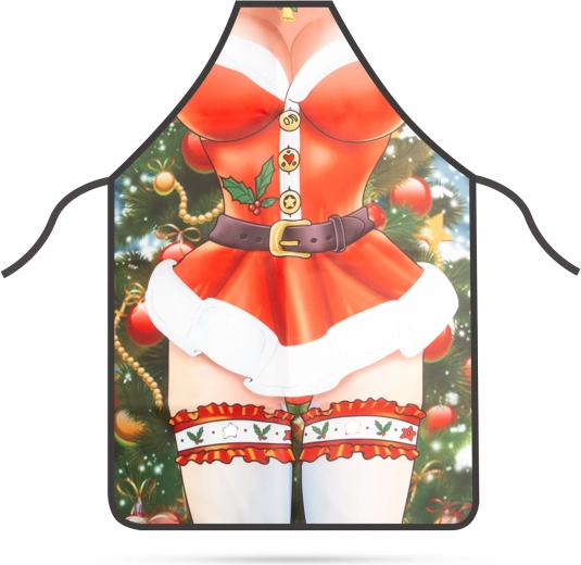 Karácsonyi női kötény Mrs. Claus mintával