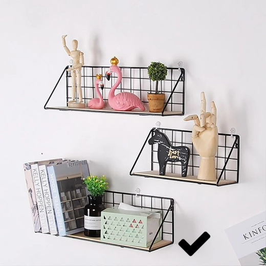 Fali fém polc LOFT stílus 45 x 13,5 cm - fekete