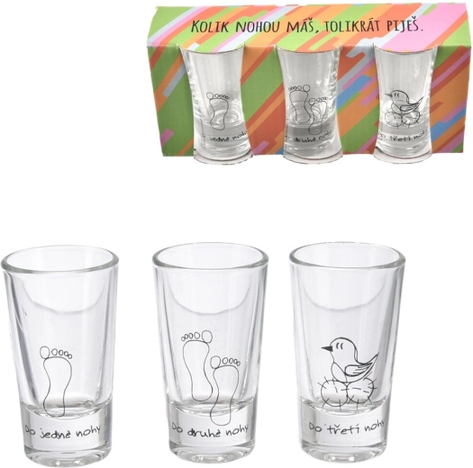 „Három láb” pálinkás pohár készlet 25 ml, 3 db