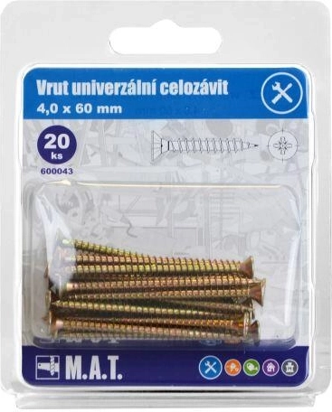 Univerzális, teljes menetes facsavar 4 × 60 mm, horganyzott, 20 db