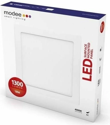 Modee LED panel, négyzet alakú, 18 W, 1300 lm, 225 × 225 mm, semleges fehér