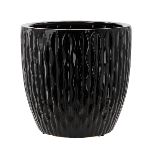 Kerámia kaspó 39 × 39 × 39 cm, fekete magasfényű