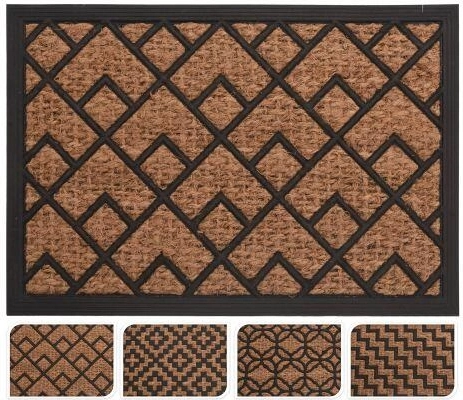 Kültéri gumis és kókuszrost lábtörlő 40 × 60 cm – vegyes dekorok