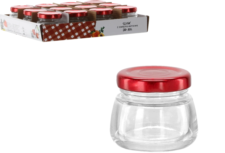 30 ml-es üvegcse piros fém kupakkal