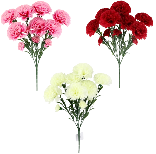 Mű szegfűcsokor 14 virággal, 43 cm, vegyes színek