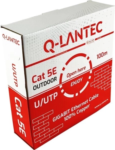 Kültéri Q-LANTEC U/UTP 5e kategóriájú adatkábel PE köpennyel, 100 m