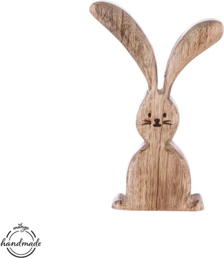 Fa dekoráció Nyúl – mangó színben, 20,2 cm