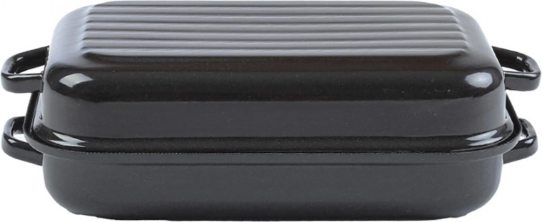 Zománcozott tepsi fedővel 40 × 26 cm – 2 részes, bordázott alj