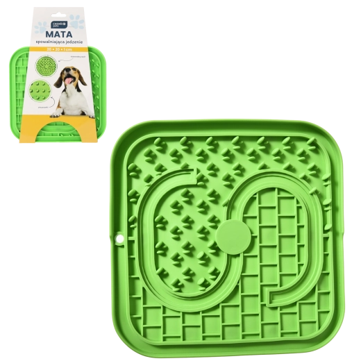 Lassító tál kutyáknak és macskáknak 20 × 20 × 1 cm, zöld