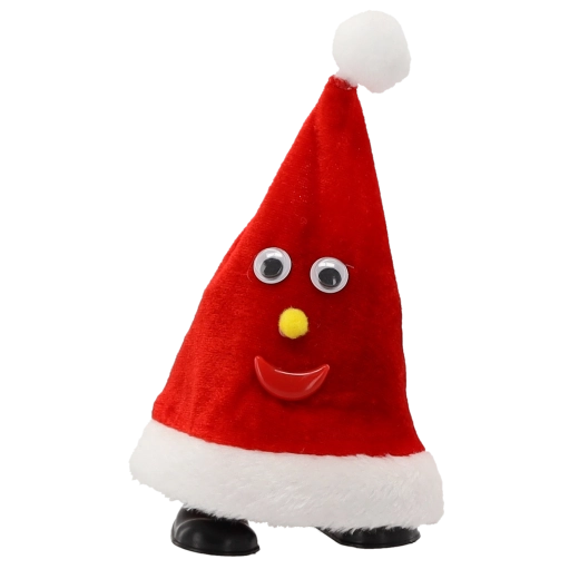 Interaktív Mikulás karácsonyi sapka, 20,5 cm, zenével és mozgással