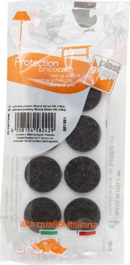 Öntapadó filc bútoralátétek 24 mm, barna (16 db)