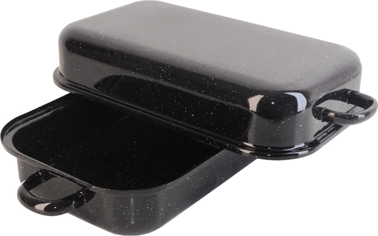 Zománcozott tepsi fedővel BERYL 30 × 20 cm, 2,8 l – fekete gránit