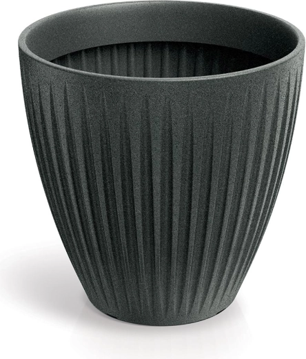 Latia Round Midl 48 cm fekete gránit virágcserép