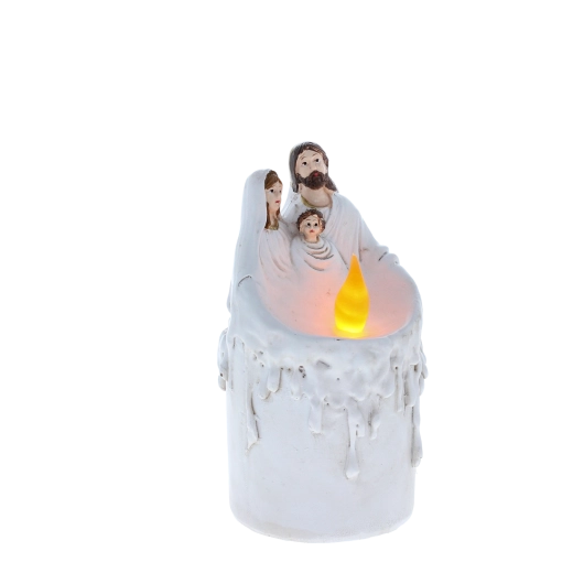 LED gyertya a Szent Családdal 18 cm