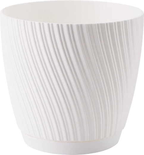 Mika Eco Recycled virágtartó alátéttel, 27 cm, fehér