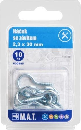 Menetes kampó 30 × 2,3 mm, horganyzott (10 db)