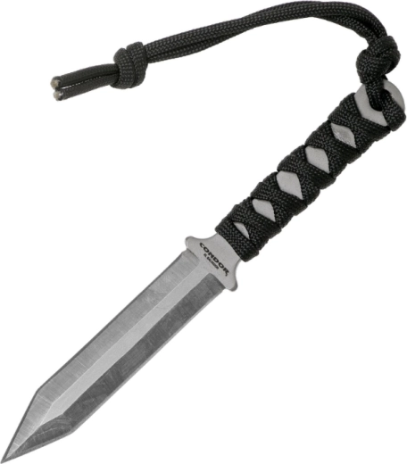 Condor Gladius nyakban hordható kés, 8 cm-es pengével, paracord markolattal és műanyag tokban