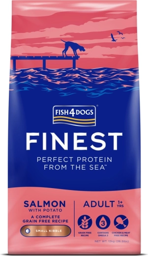 Fish4Dogs Finest lazac burgonyával – felnőtt, kis testű kutyáknak való száraztáp 12 kg