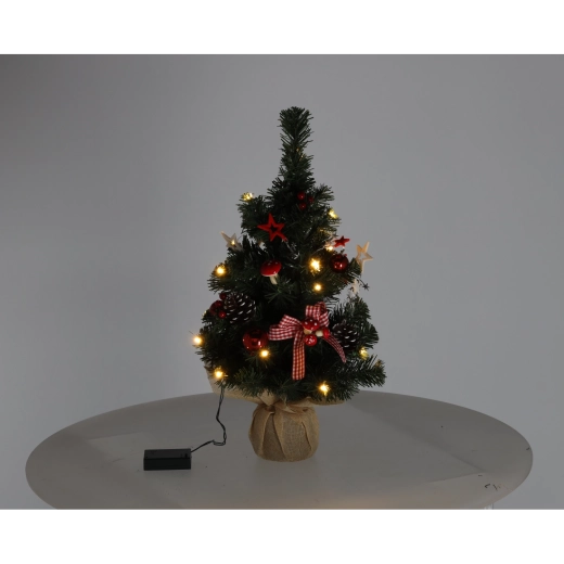 Karácsonyi dekoráció Choinka Bożonarodzeniowa – világító fácska 50 cm, 20 LED, piros-fehér