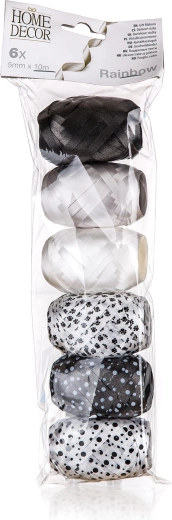 RAINBOW ajándékkötöző szalagok, 10 m, színkeverék, 6 db