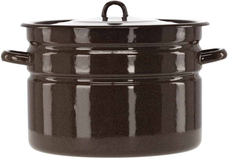 Zománcozott lábas 16 l, 32 cm átmérő, barna fedővel