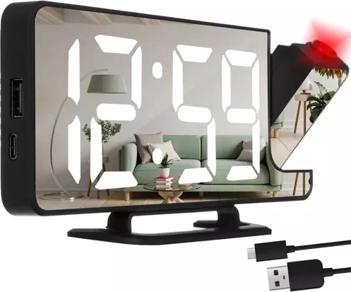 IZOXIS digitális ébresztőóra vetítéssel és tükrözött kijelzővel