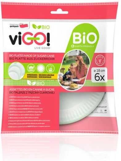 Bio cukornád tányérok 18 cm, 6 db