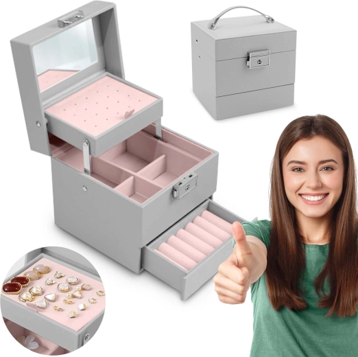 Massido MS-703 ékszerdoboz, szürke