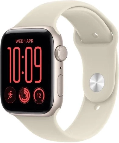Apple Watch SE 3 GPS 40 mm-es, csillagfény színű alumíniumtokkal és homokszínű M/L sportpánttal