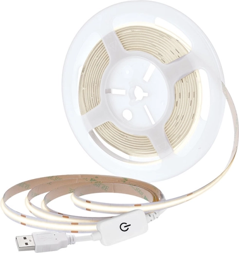 Solight LED COB szalag 5 m semleges fehér 4000 K USB-vel, kapcsolóval, 8 mm