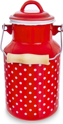 Orion Tečka zománcozott tejeskanna, piros, pöttyös, 2 l