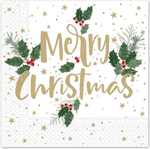 Karácsonyi papírszalvéták 33 × 33 cm, 3 rétegű, Merry Christmas, 20 db