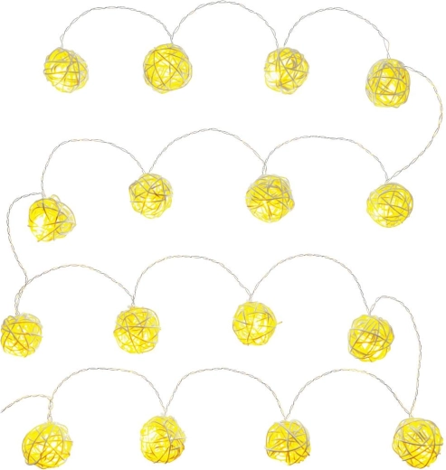 Retlux természetes fényfüzér gömbökkel, 16 LED