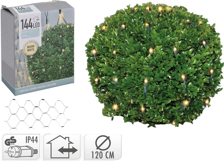 Karácsonyi LED gömb, 1,2 m, 144 LED, meleg fehér, IP44